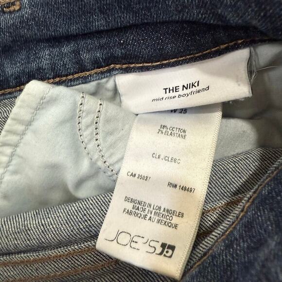 Joe's Jeans The Niki Boyfriend Mid Rise Jeans Distressed Blue Benezette Wash 25 - Picture 7 of 9
